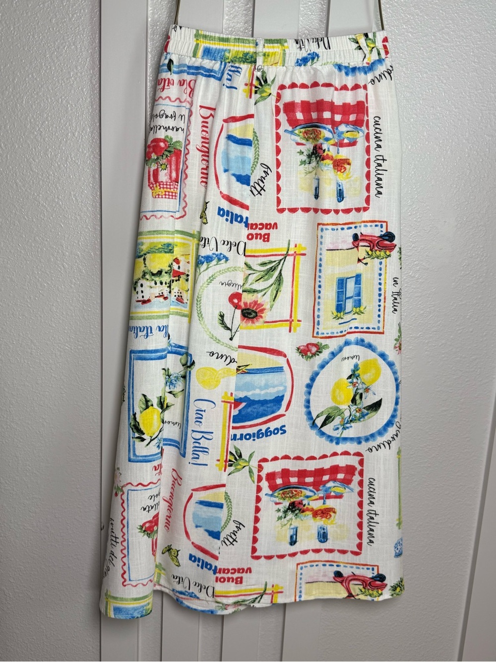Haven & Blair London Lemon Print Linen Blend Midi Skirt Size Small Colorful - Picture 4 of 11